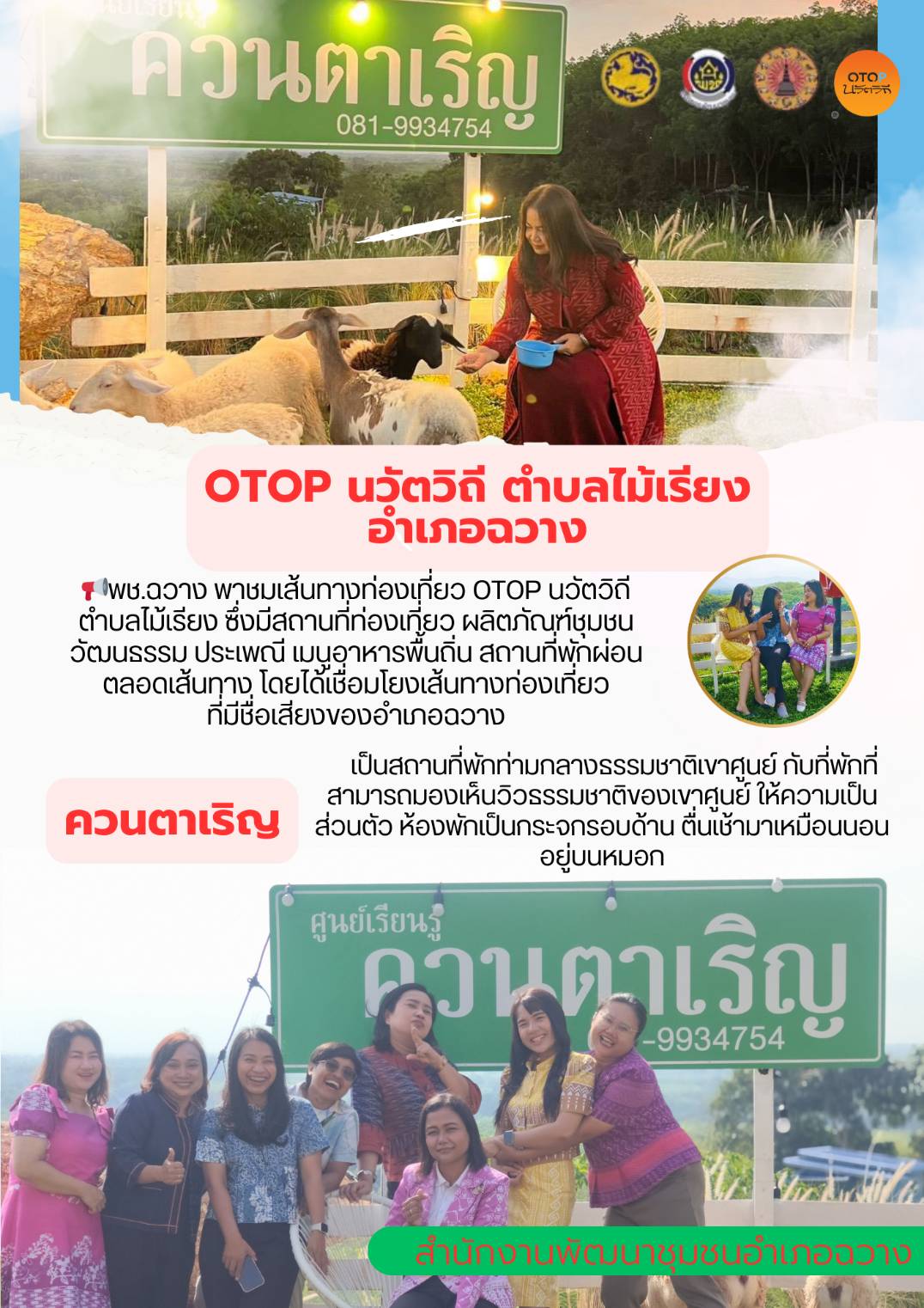 พช.ฉวาง พาชมเส้นทางท่องเที่ยว OTOP นวัตวิถี ตำบลไม้เรียง ซึ่งมีสถานที่ท่องเที่ยว ผลิตภัณฑ์ชุมชน วัฒนธรรม ประเพณี เมนูอาหารพื้นถิ่น สถานที่พักผ่อน ตลอดเส้นทาง โดยได้เชื่อมโยงเส้นทางท่องเที่ยวที่มีชื่อเสียงของอำเภอฉวาง